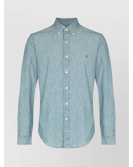 Ralph Lauren Blue Cotton Denim Long-Sleeve Shirt for men