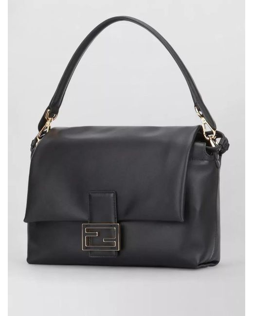 Fendi Black Mamma Baguette Medium Leather Handbag