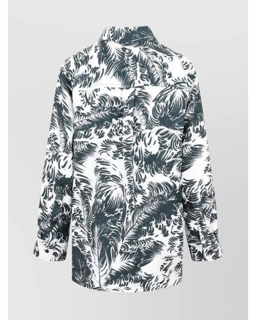 Bottega Veneta White Silk Shirt With All-Over Print And Asymmetrical Hem