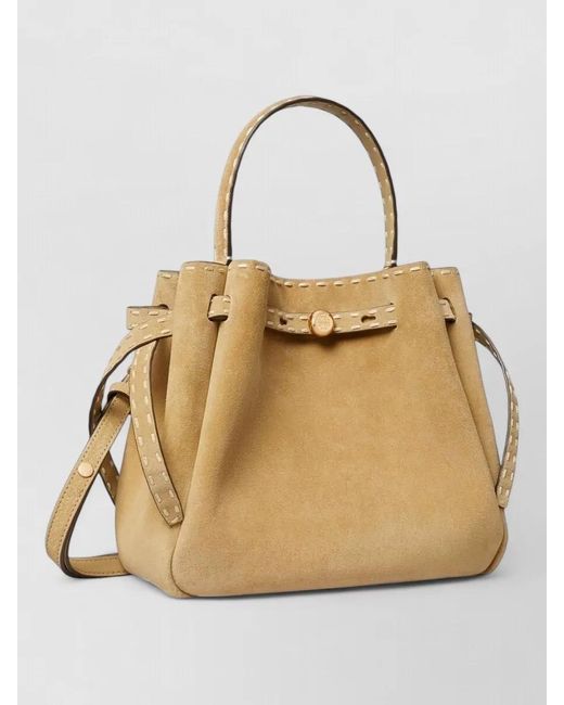 Tory Burch Natural Romy Suede Leather Bucket Tote Bag