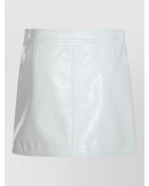 Courreges White Midi Skirt Knee Length Shiny Buttons