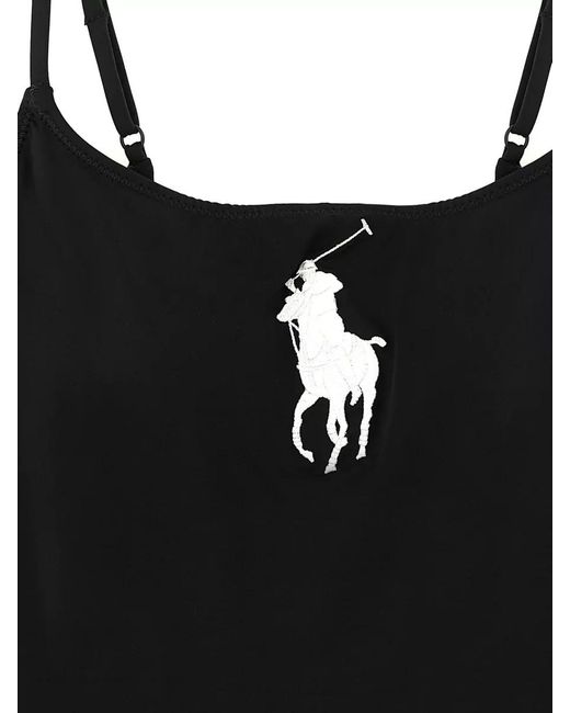 Polo Ralph Lauren Black Kennedy Swimsuit One Piece Scoop Neckline