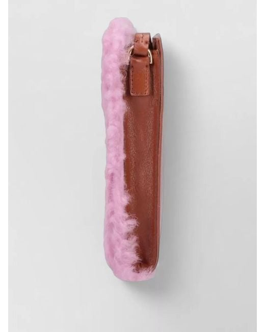 Marni Pink Crossbody Bag Faux Fur Trim Strap