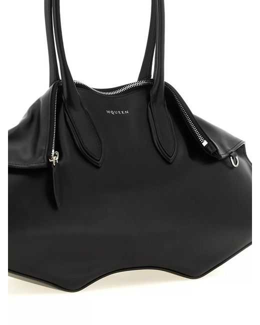 McQueen Black Calfskin Leather Shoulder Bag