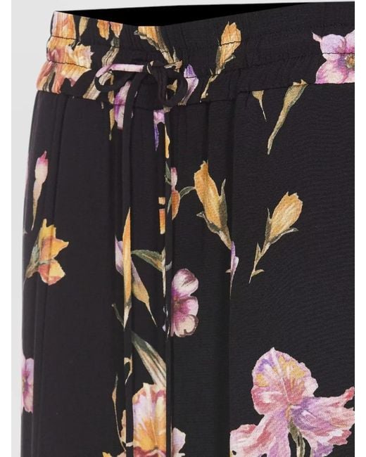 Twinset White Floral Print Pants Elasticized Waist Wide Leg
