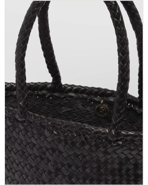 Dragon Diffusion Black Grace Basket Small Leather Tote Bag