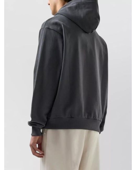 Gcds Gray Hoodie Logo Rhinestones Kangaroo Pocket Ribbed for men