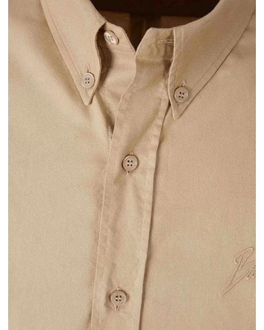 Balmain Natural Logo-Embroidered Cotton Shirt for men