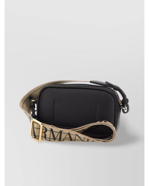 Emporio Armani Black Grained Faux Leather Camera Bag