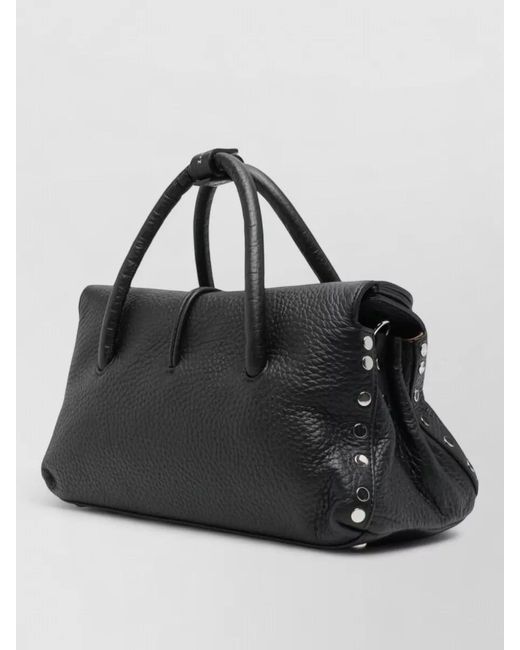 Zanellato Black Leather Pebbled Shoulder Bag