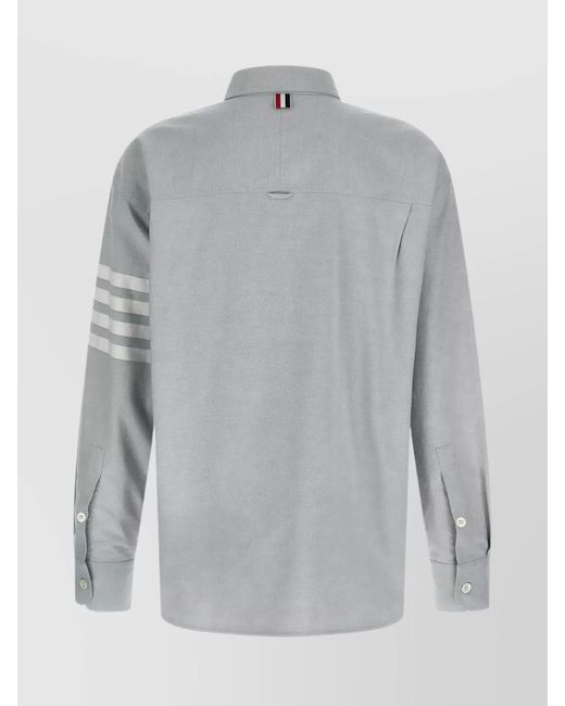 Thom Browne Gray Cotton Flannel Shirt for men
