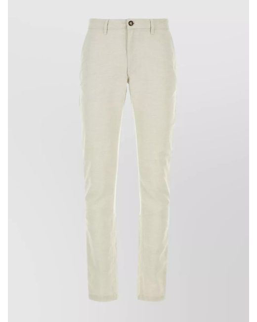 Saint James White Cotton Linen Straight-Leg Trousers for men