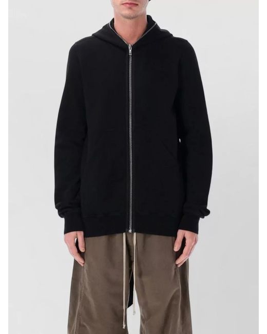 Rick Owens Blue Hooded Cotton Jersey Hip Length Jacket for men