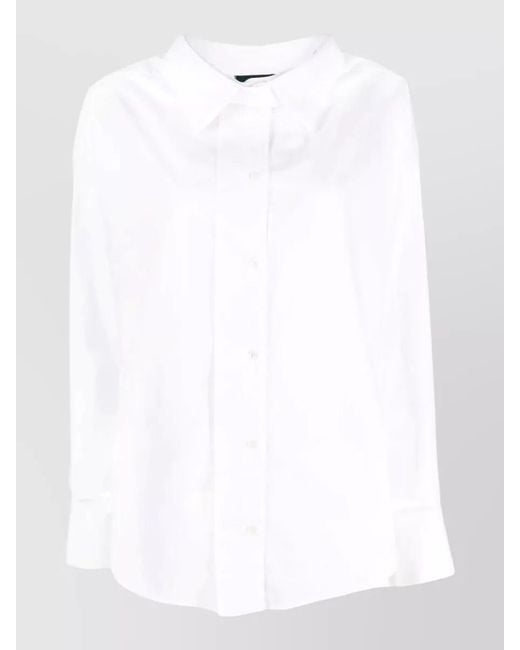 Jejia White Antoine Cotton Shirt Collared Neck Long Sleeves