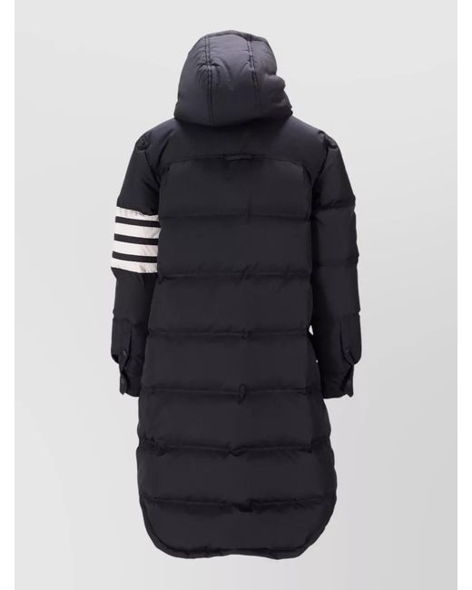 Thom Browne Blue Long Hooded Down Shirtdress Striped Sleeves