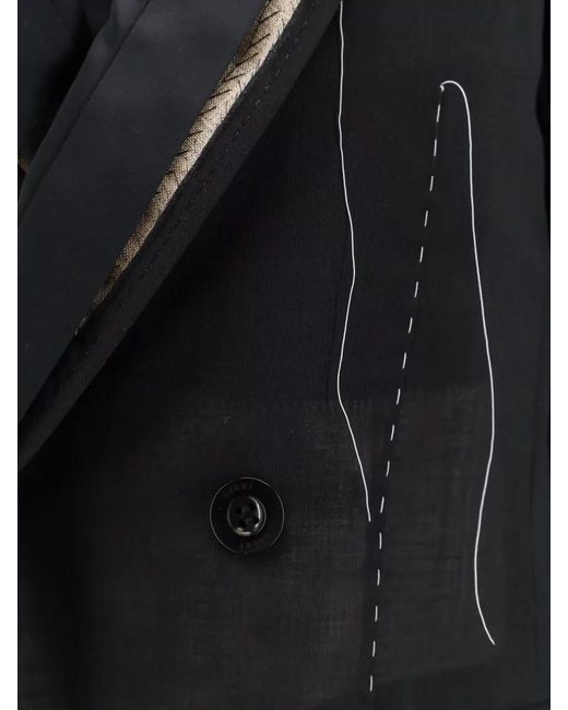 Sacai Black Silk Organza Blazer Double Breasted Tailoring
