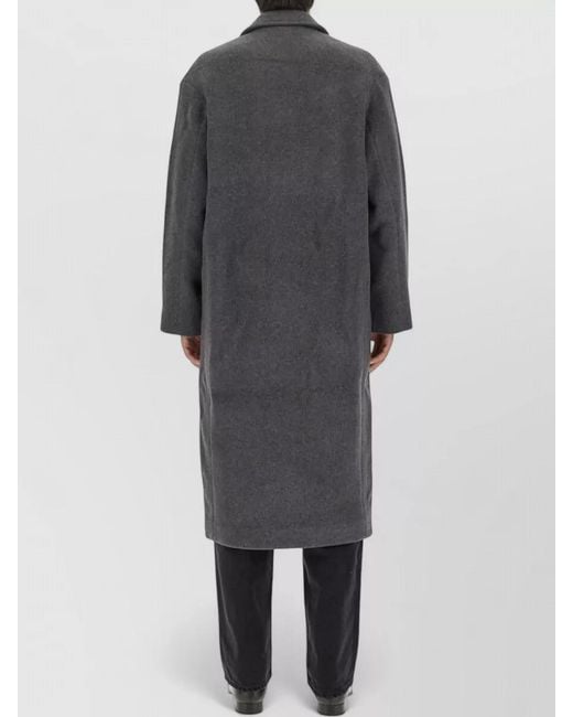 Séfr Black Long Wool Blend Coat Single Breasted for men