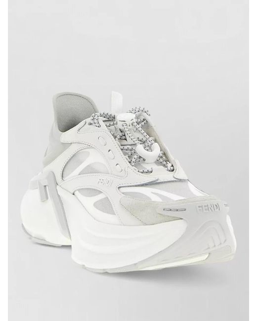 Fendi White Leather Low-Top Sneakers