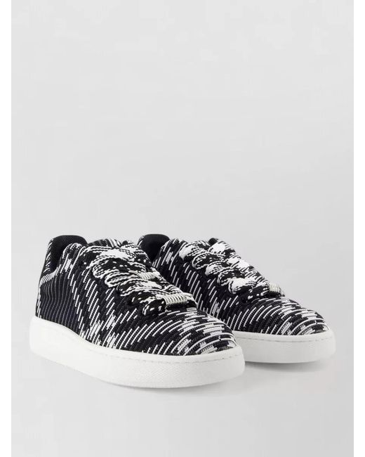 Burberry White Lf Box Knit Sneakers Synthetic Calfskin