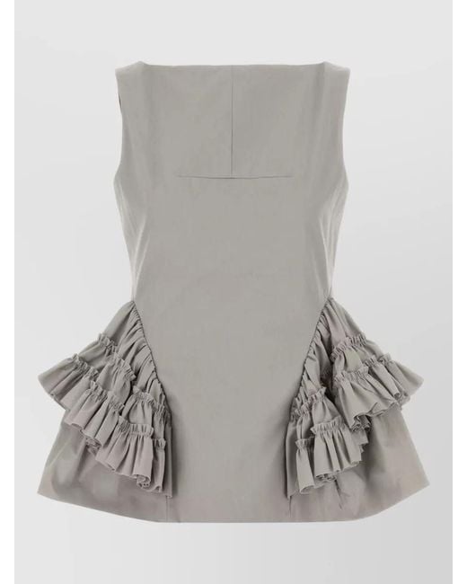 Dries Van Noten Gray Casey Cotton Top Sleeveless Square Neckline