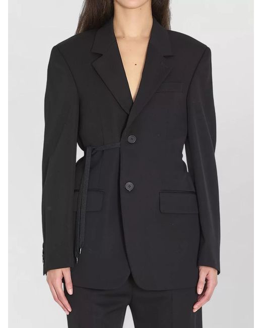 Balenciaga Black Wool Wrap Blazer
