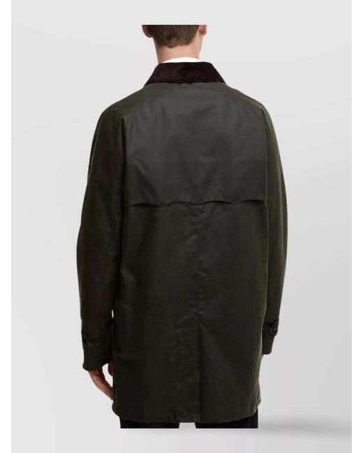 Barbour Black Cotton Single Breasted Coat for men