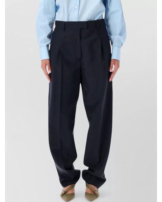 Prada Blue Pleated High-Rise Tailored Trousers
