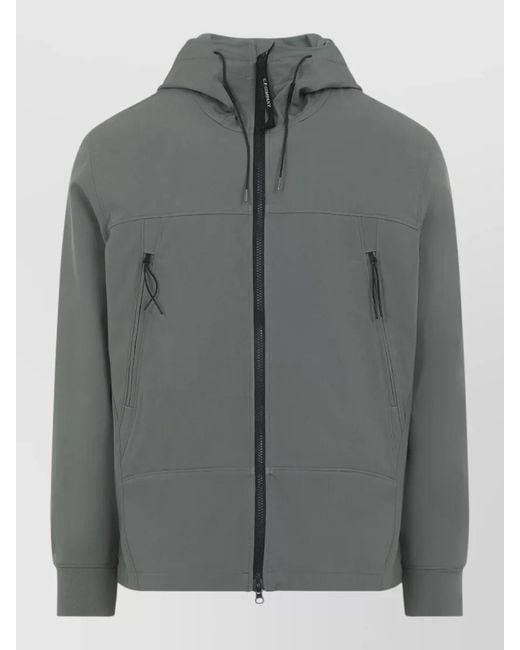 C P Company Gray Hooded Goggle Jacket Adjustable Drawstrings for men