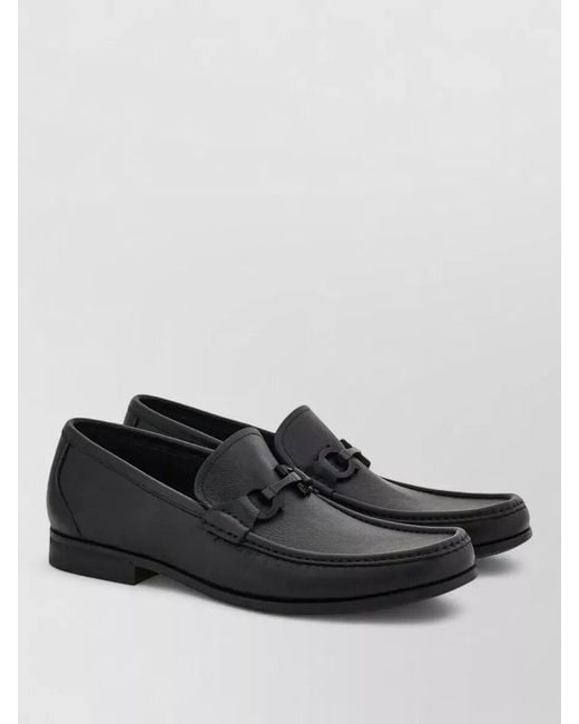 Ferragamo Black Leather Loafers for men