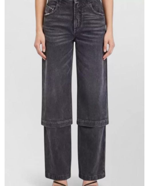 The Attico Blue Wide Leg Cotton Gabardine Trousers Belt Loops