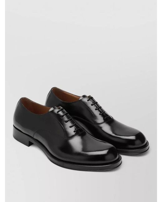 Dries Van Noten Black Oxford Shoes Almond Toe Leather Sole for men