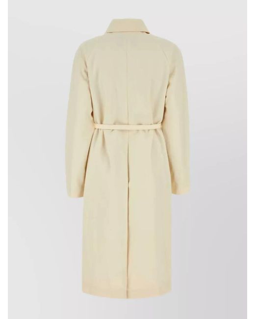 Fendi Natural Jacquard Belted Single Breasted Coat