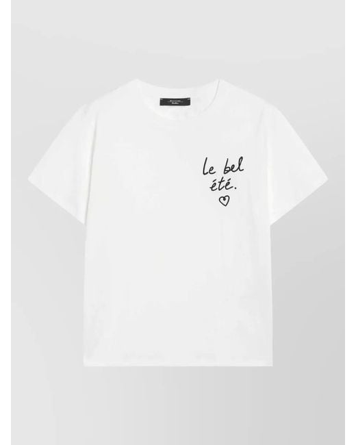 Weekend by Maxmara White Crew Neck Graphic Print Regular Fit Top