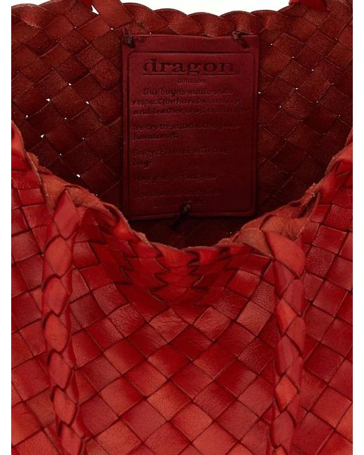 Dragon Diffusion Red Santa Croce Small Leather Tote Bag