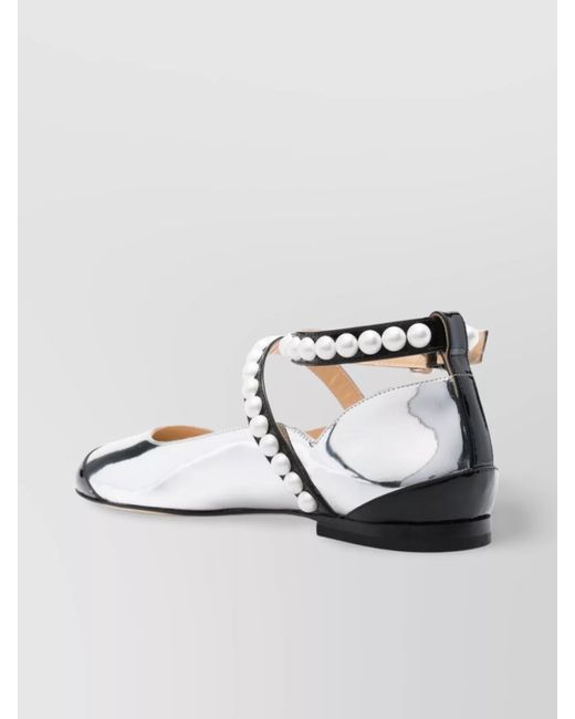 Mach & Mach Metallic Leather Two Tone Embellished Ballerina Shoes