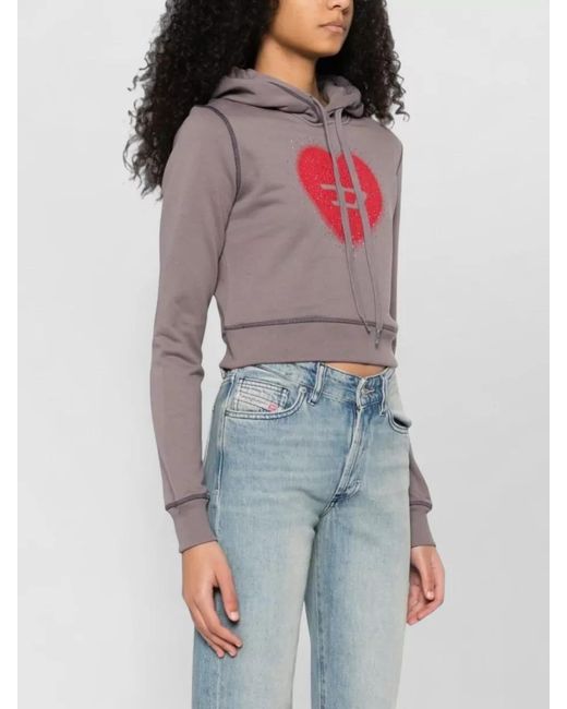 DIESEL Pink Cotton Graphic Long Sleeve Hoodie