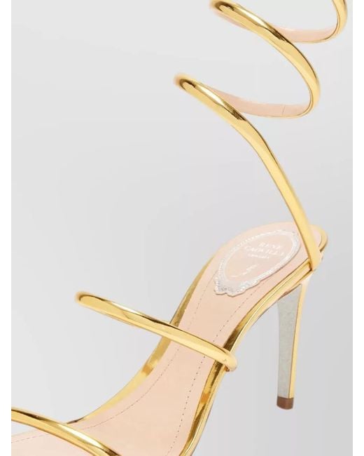 Rene Caovilla Natural Cleo 80 Sandals Snake Ankle Wrap