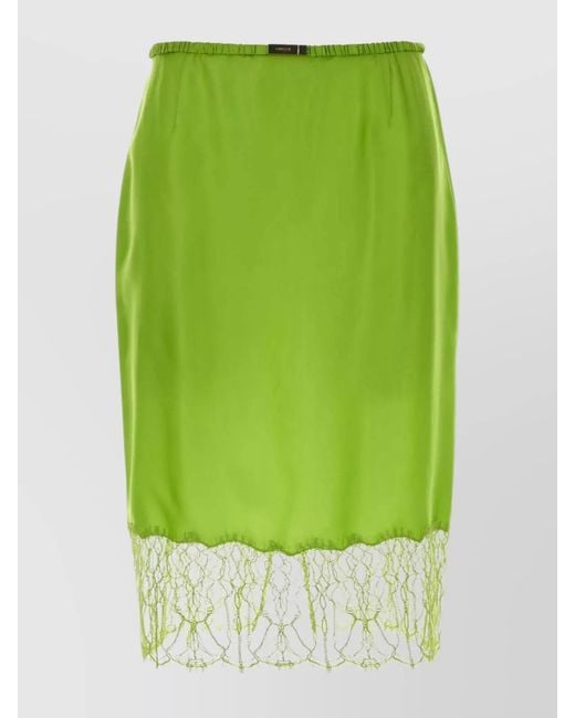 Gucci Green Satin Fitted Skirt