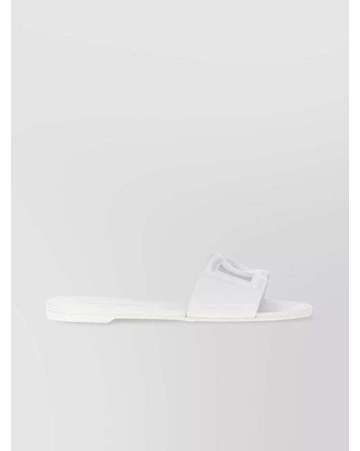 Dolce & Gabbana White "Sunshine" Open Toe Flat Sole Sandals