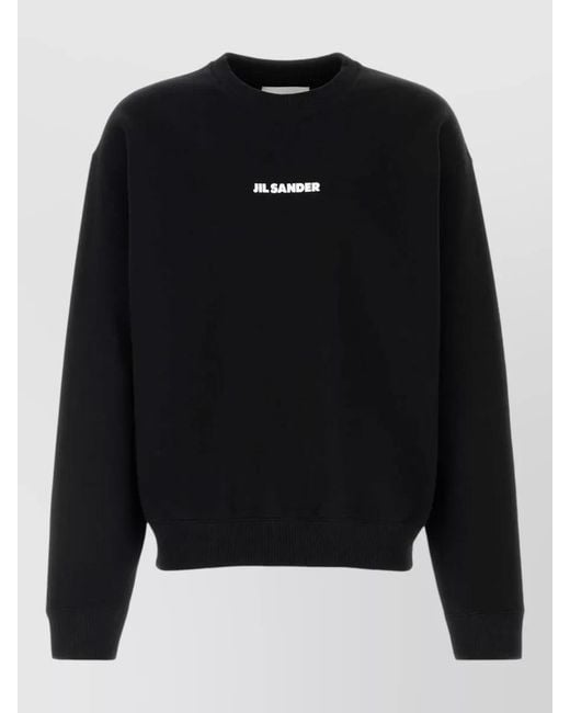 Jil Sander Black Cotton Sweatshirt Cuff Detail And Hem for men