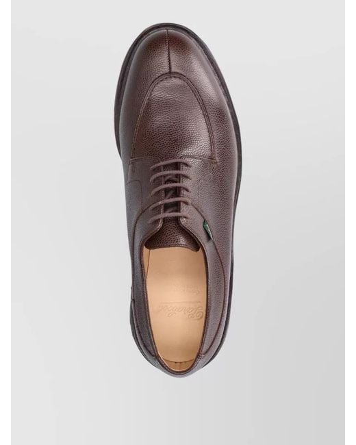 Paraboot Brown Derby Shoes Lightweight Design Textured Leather Sole for men