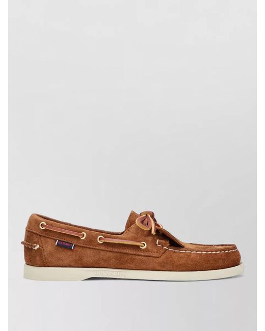 Sebago Brown Boat Shoes Rubber Sole Slip On Suede for men