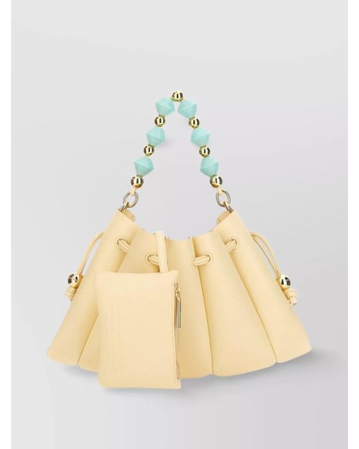 THEMOIRÈ Metallic Beaded Handle Pleated Design Bag