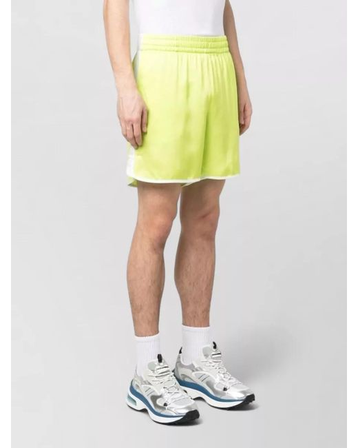 BLUE SKY INN Yellow Satin Track Shorts Relaxed Fit Stripe for men