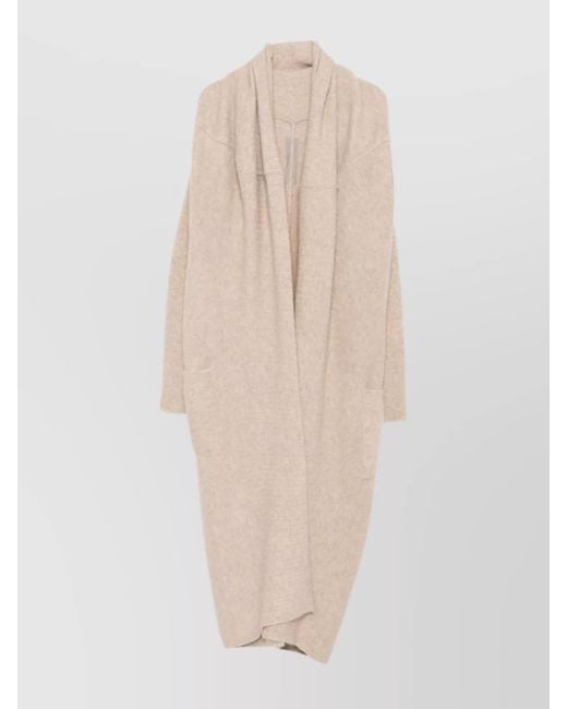 Rick Owens White Alpaca Long Cardigan