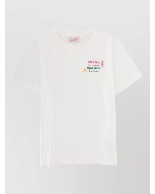 Mc2 Saint Barth White Emilie Crew Neck Short Sleeve Top