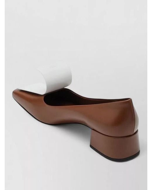 Prada Brown Block Heel Square Toe Two Tone Pumps