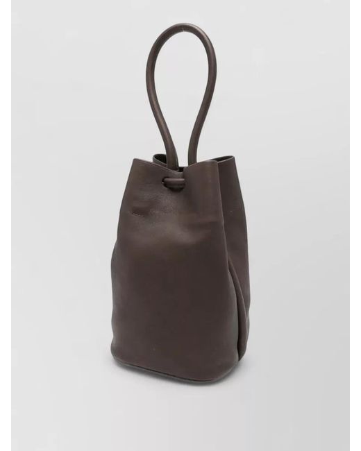 Uma Wang White Small Bucket Bag Smooth Top Handle Strap