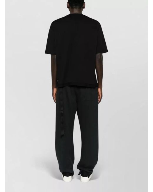 Rick Owens Black Ribbed Crewneck Cotton Short-Sleeve T-Shirt for men