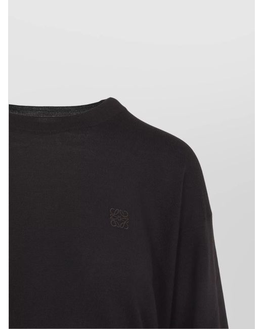 Loewe Blue Crew Neck Long Sleeve Ribbed Knitwear